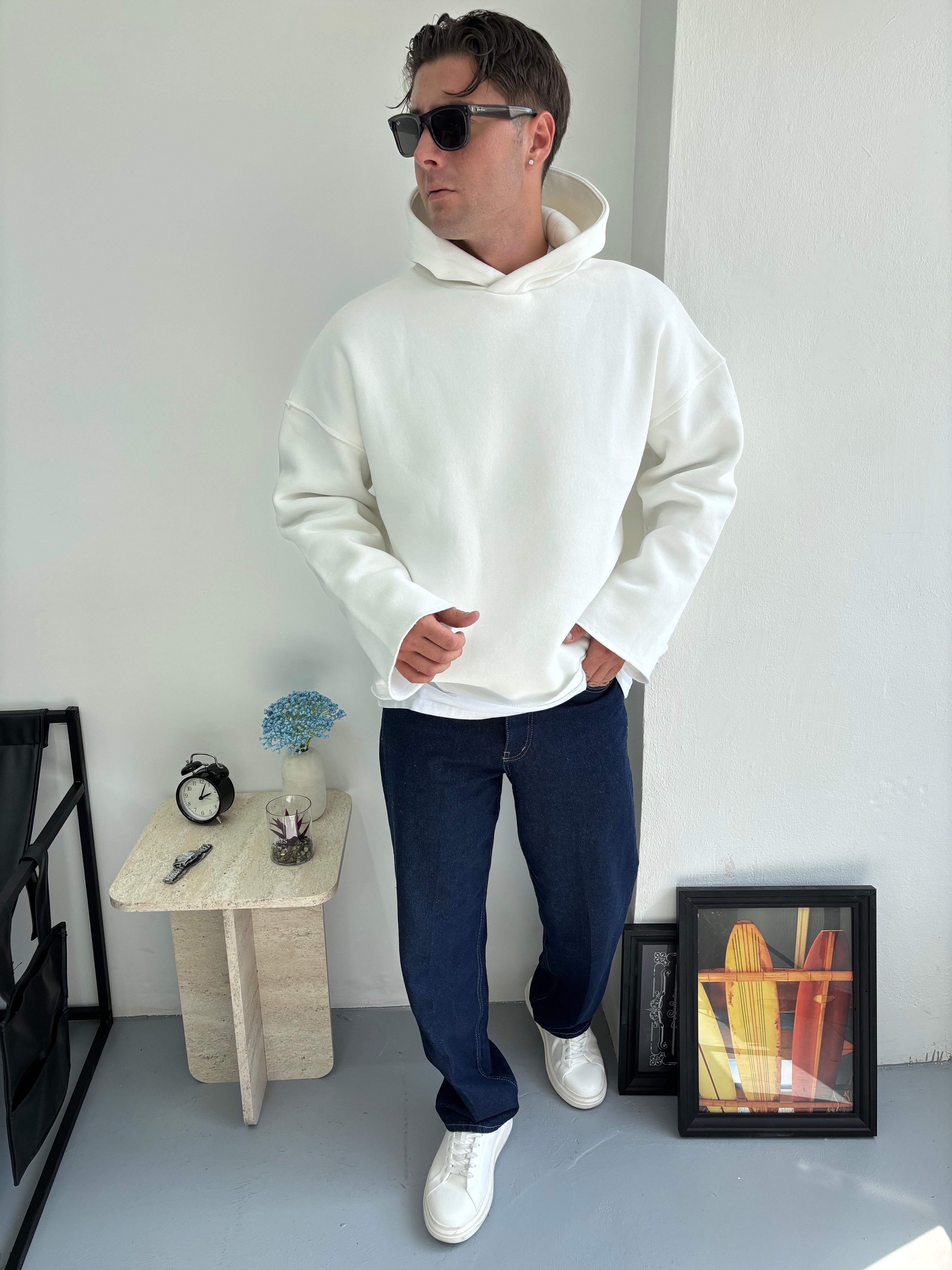 Üç İplik Kapüşonlu Oversize Sweatshirt