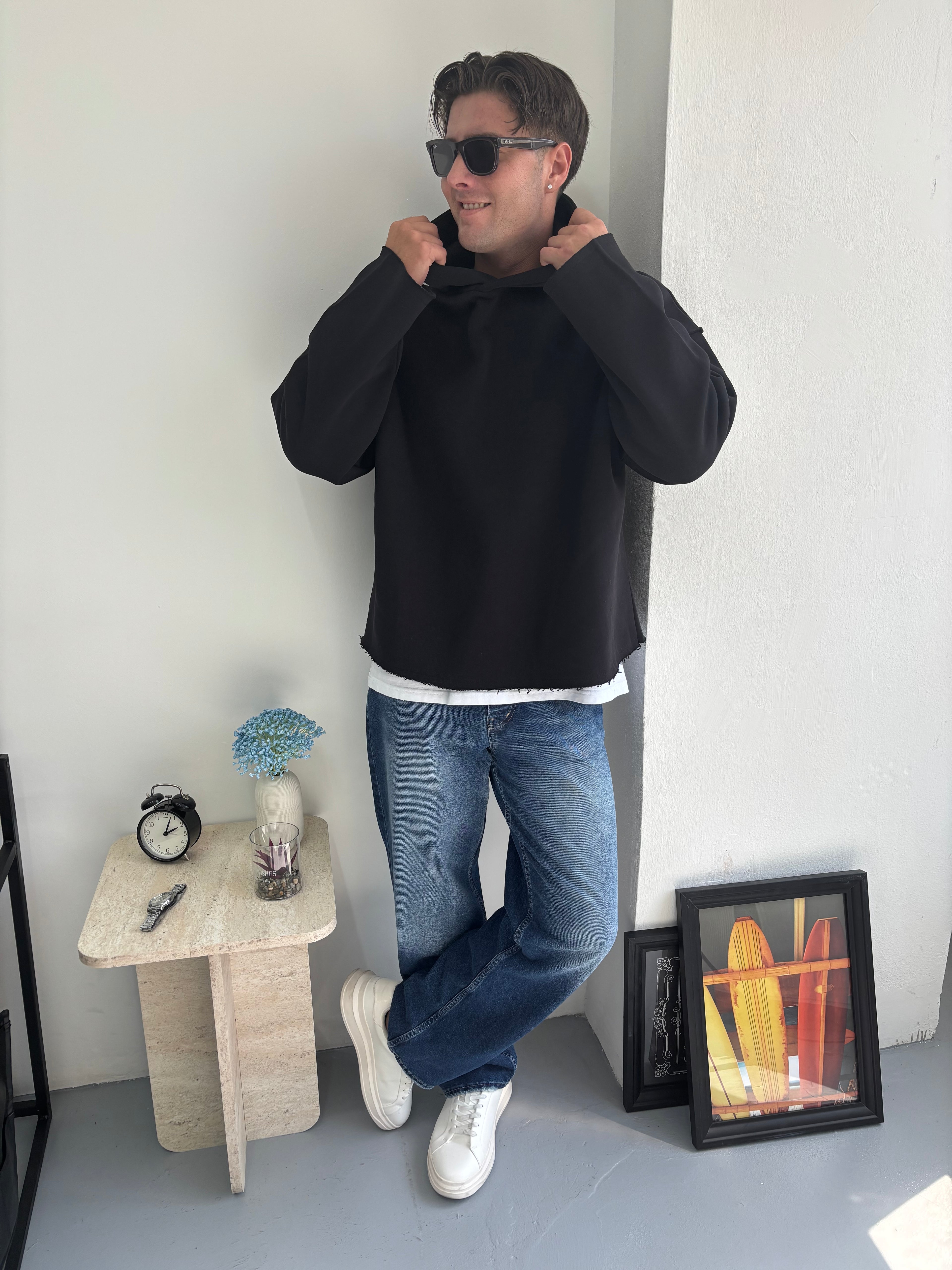 Üç İplik Kapüşonlu Oversize Sweatshirt