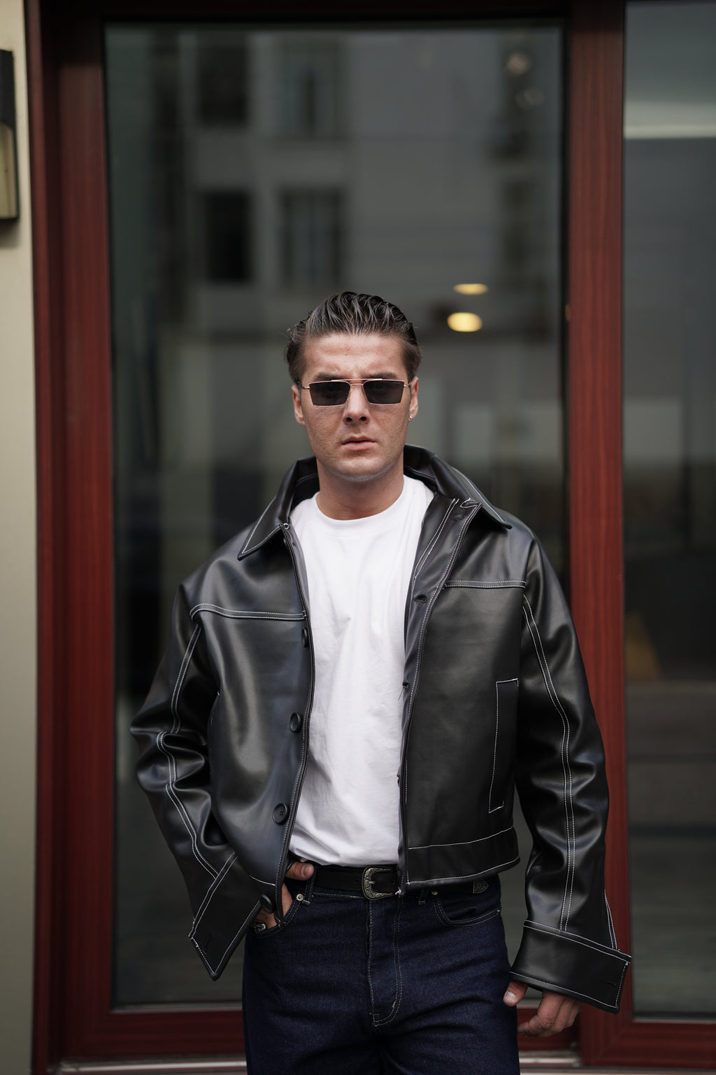 Dikiş Detaylı GST Deri Ceket