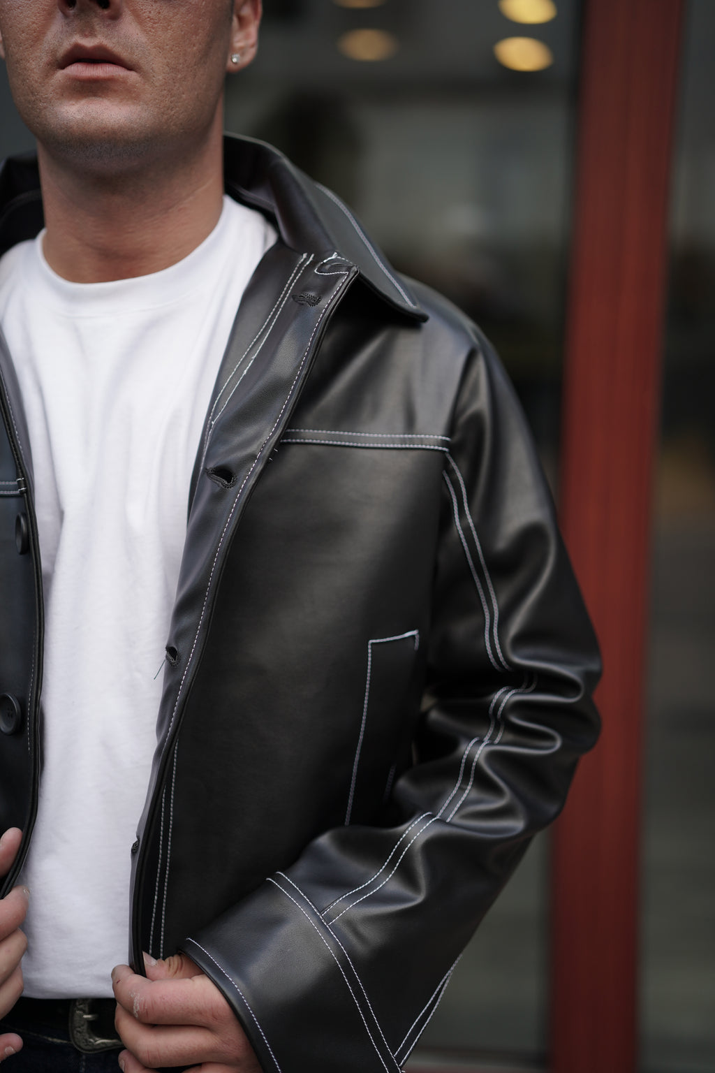 Dikiş Detaylı GST Deri Ceket