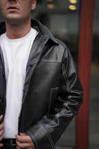 Dikiş Detaylı GST Deri Ceket