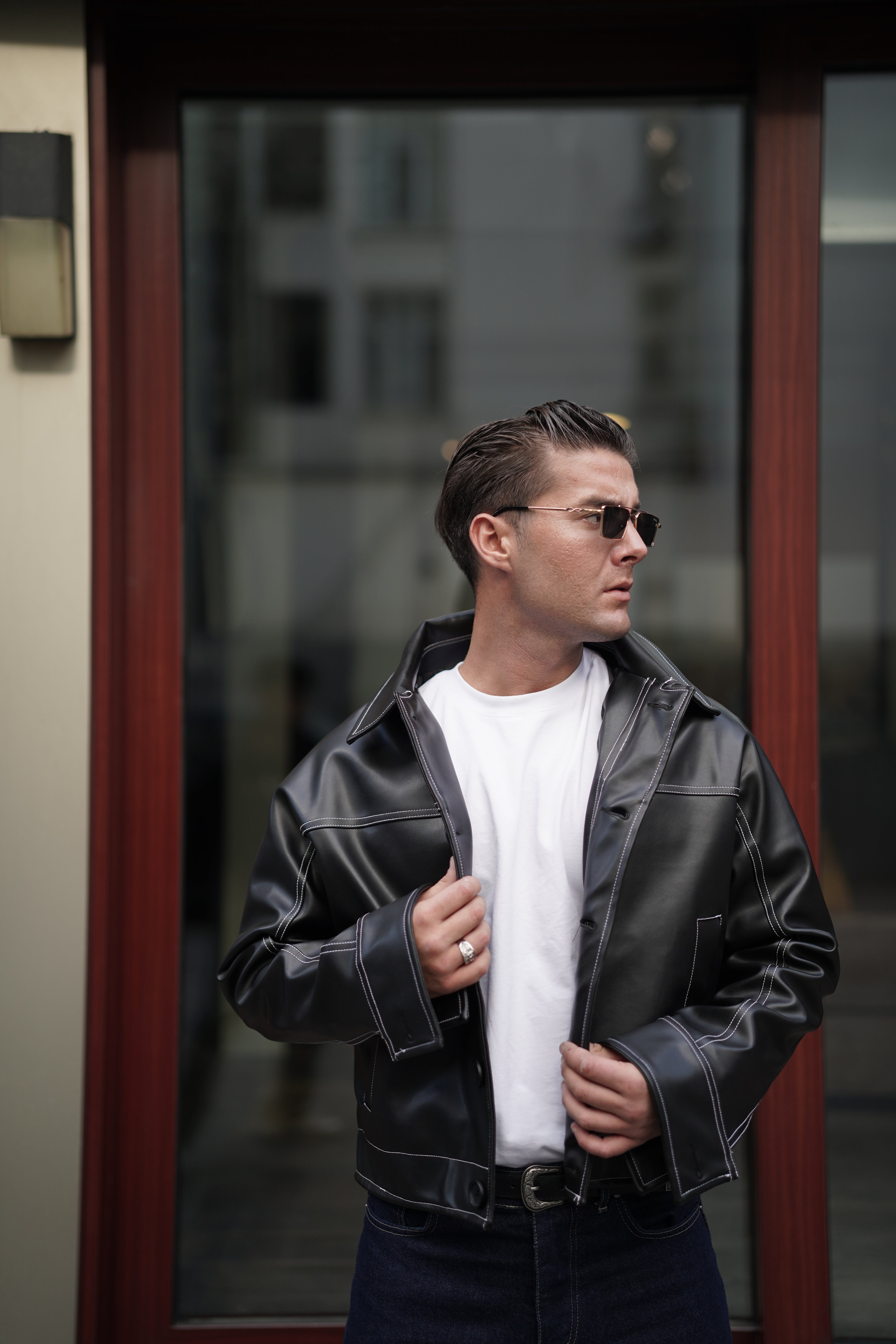 Dikiş Detaylı GST Deri Ceket