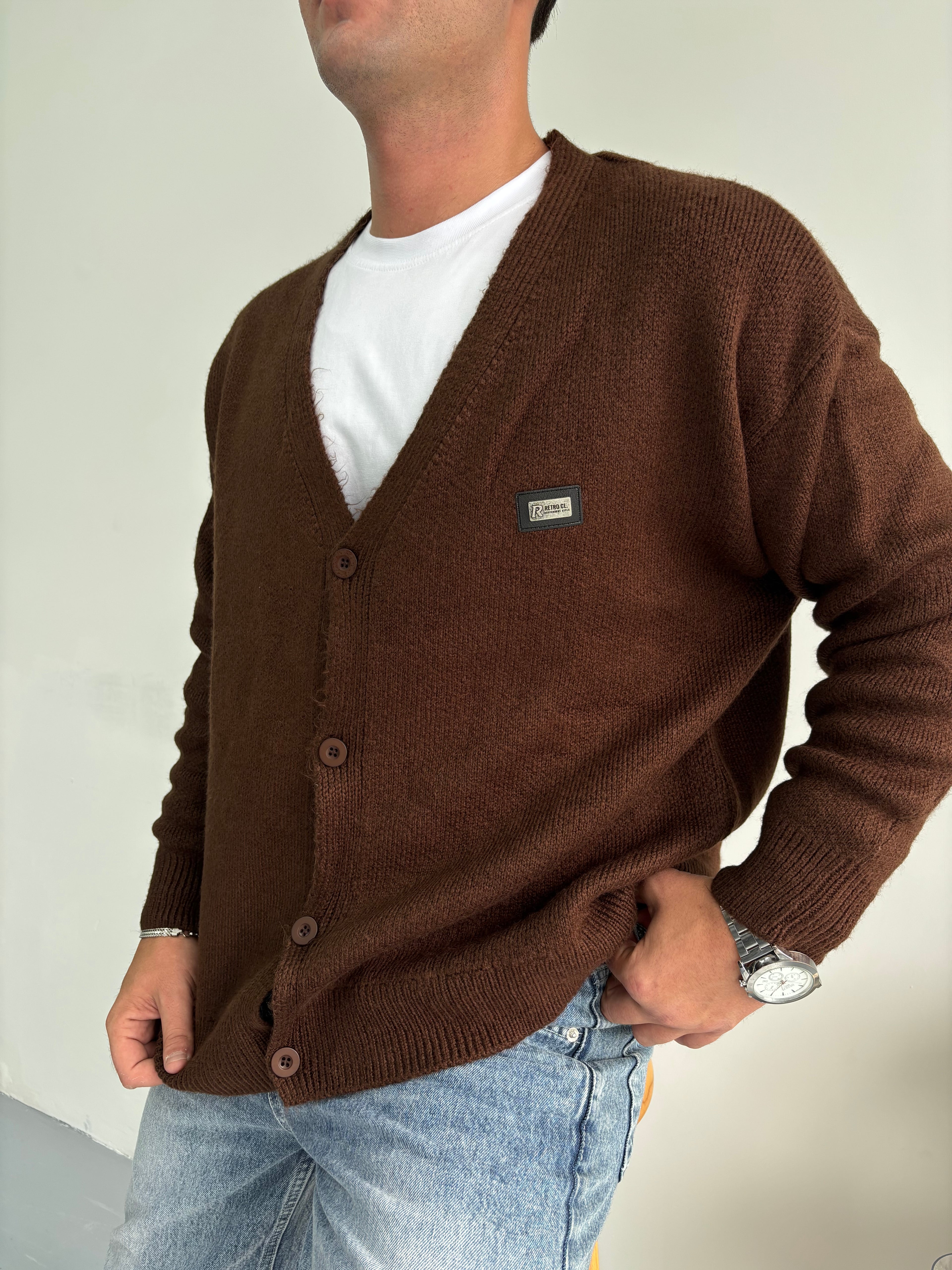 Basic Soft Relaxed Fit Nakış Detaylı Triko Hırka