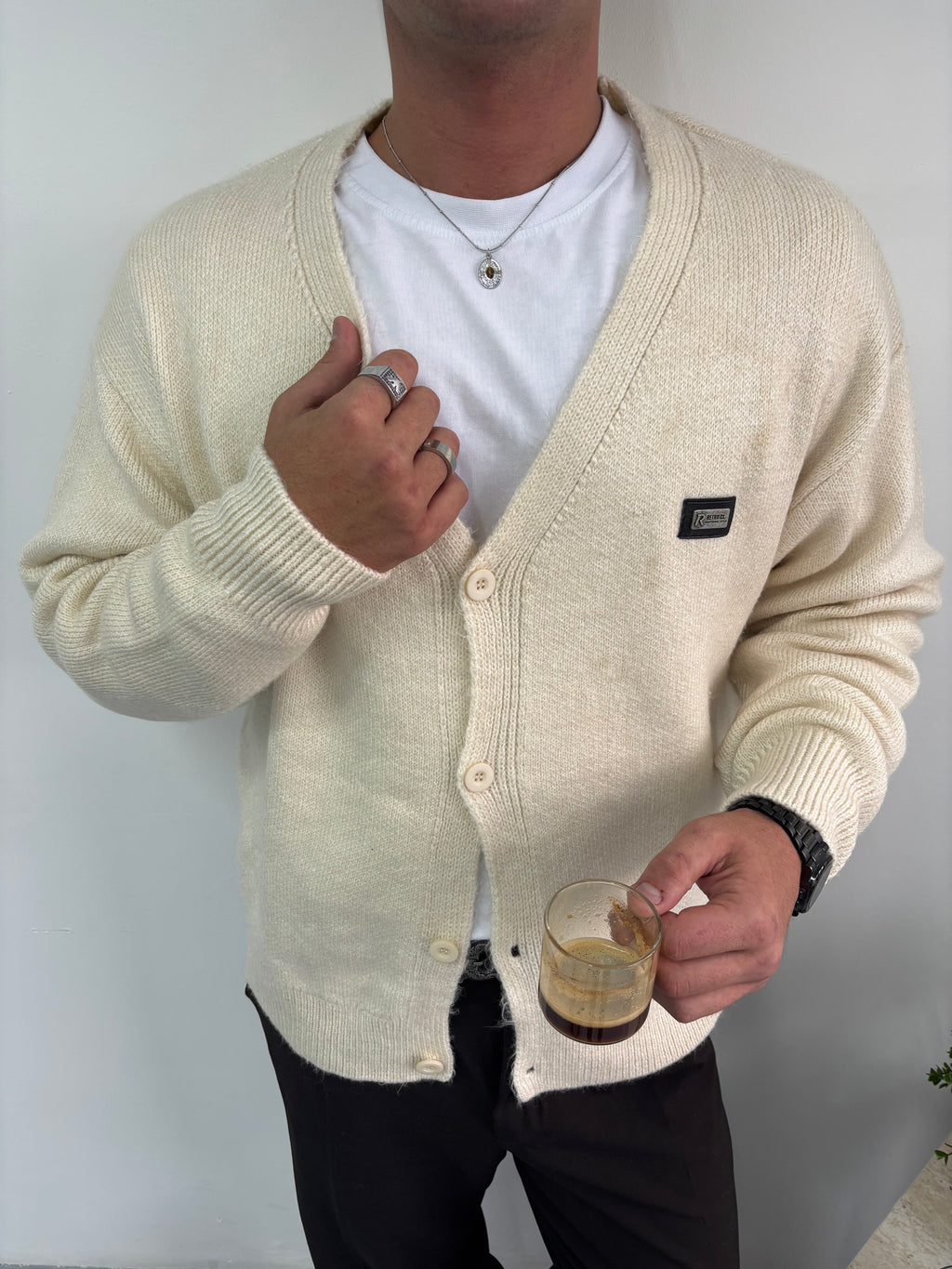 Basic Soft Relaxed Fit Nakış Detaylı Triko Hırka