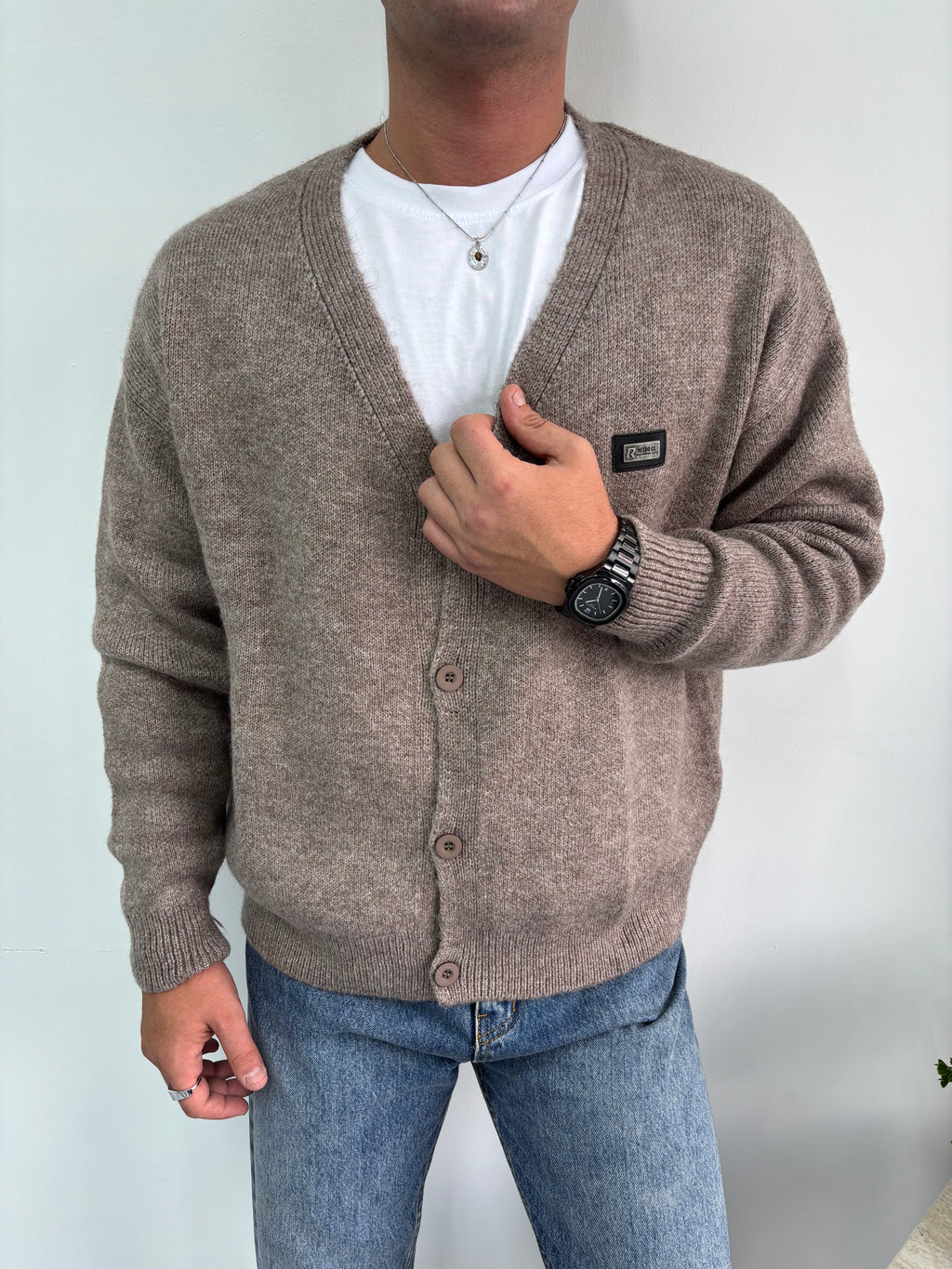 Basic Soft Relaxed Fit Nakış Detaylı Triko Hırka