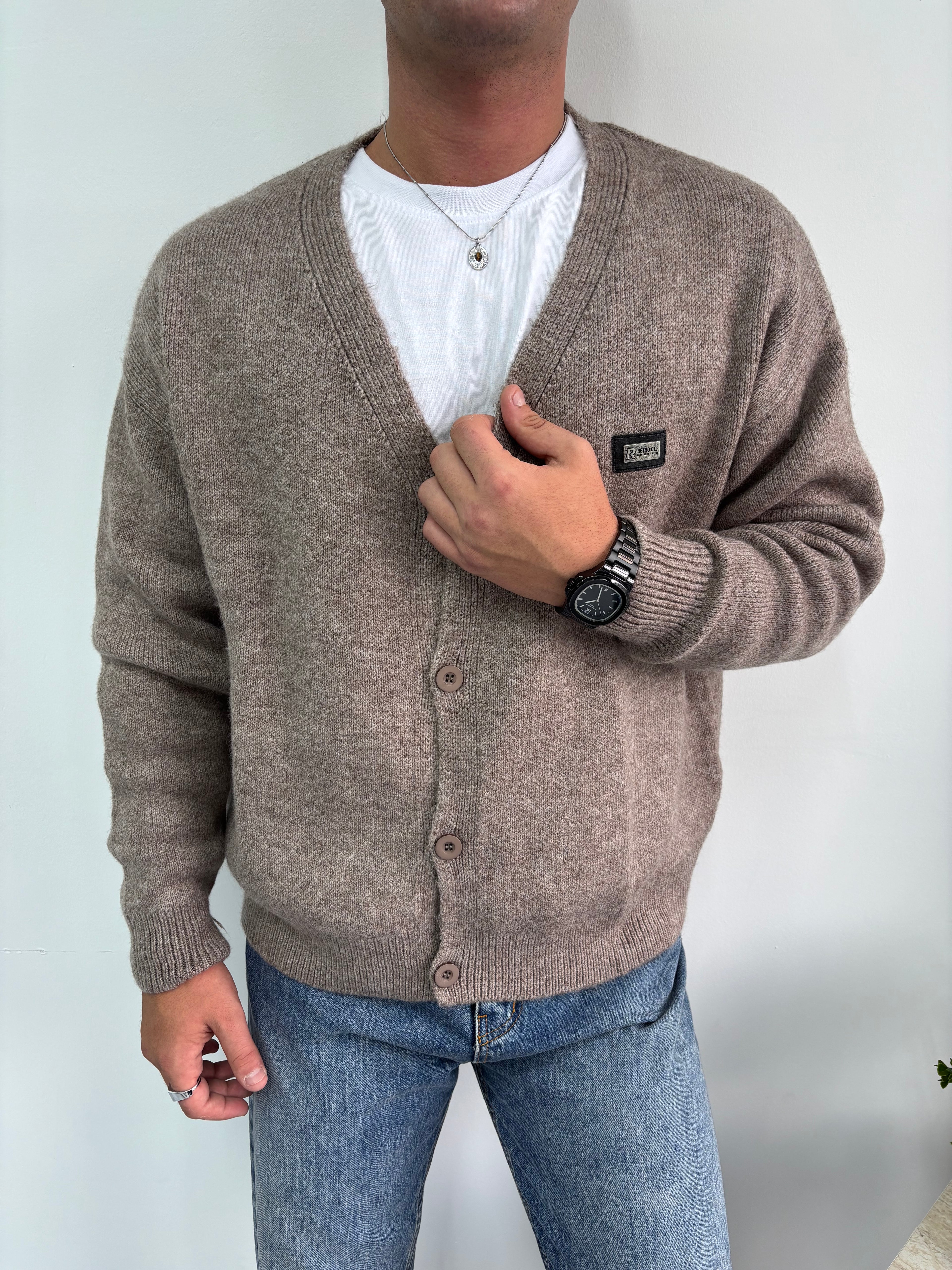 Basic Soft Relaxed Fit Nakış Detaylı Triko Hırka