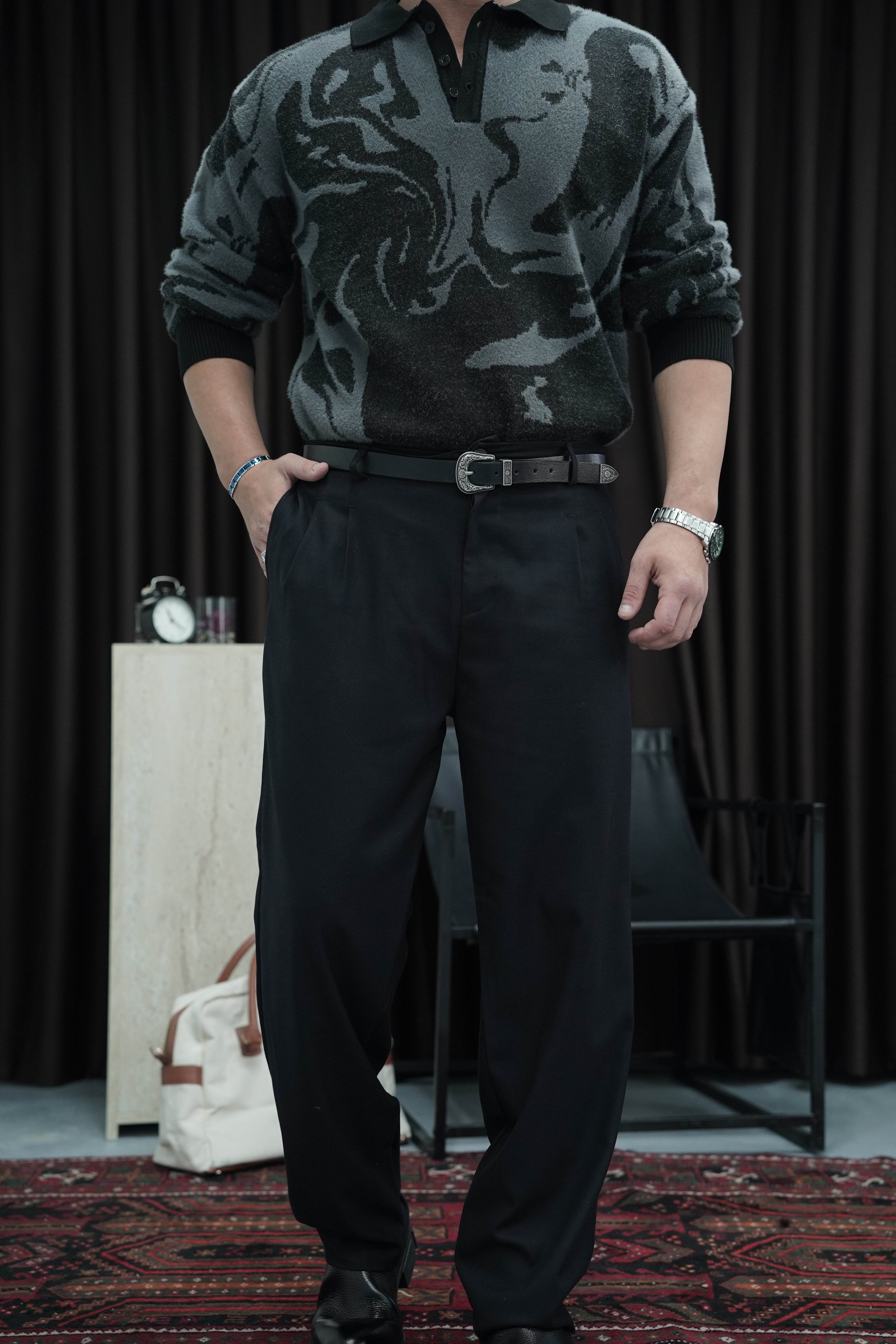 Oversize Desenli Kazak