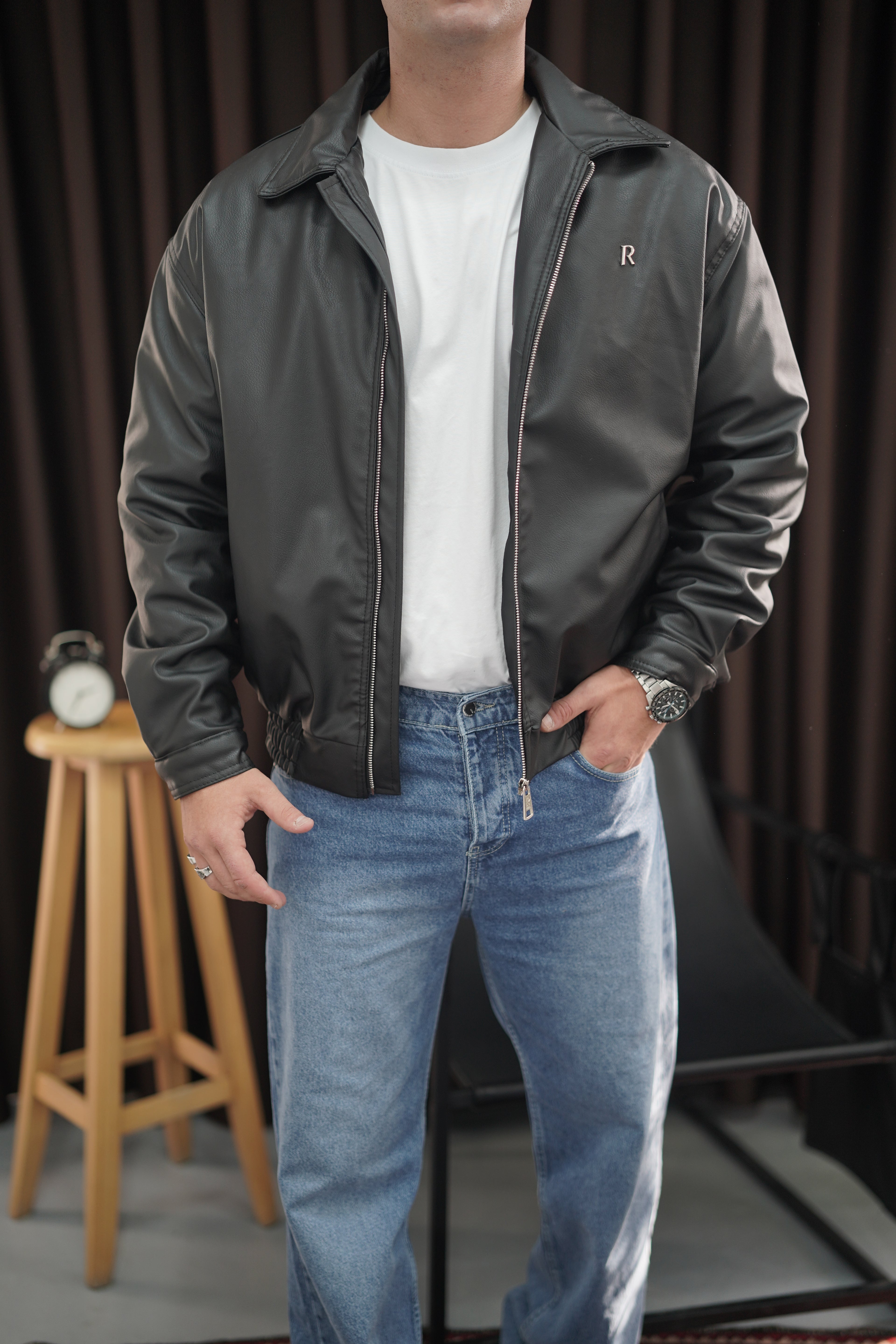 Retro Oversize Deri Ceket