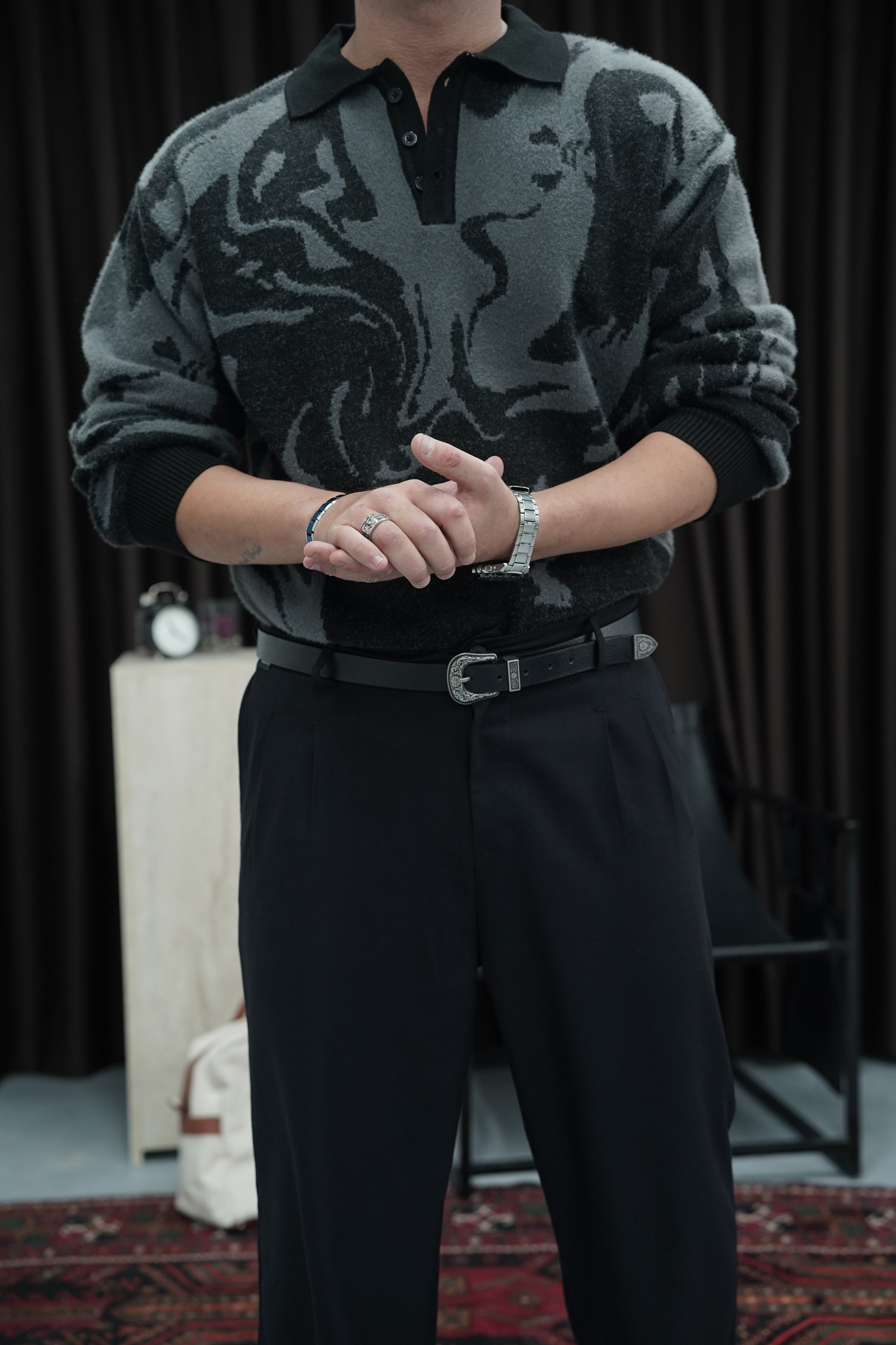 Oversize Desenli Kazak