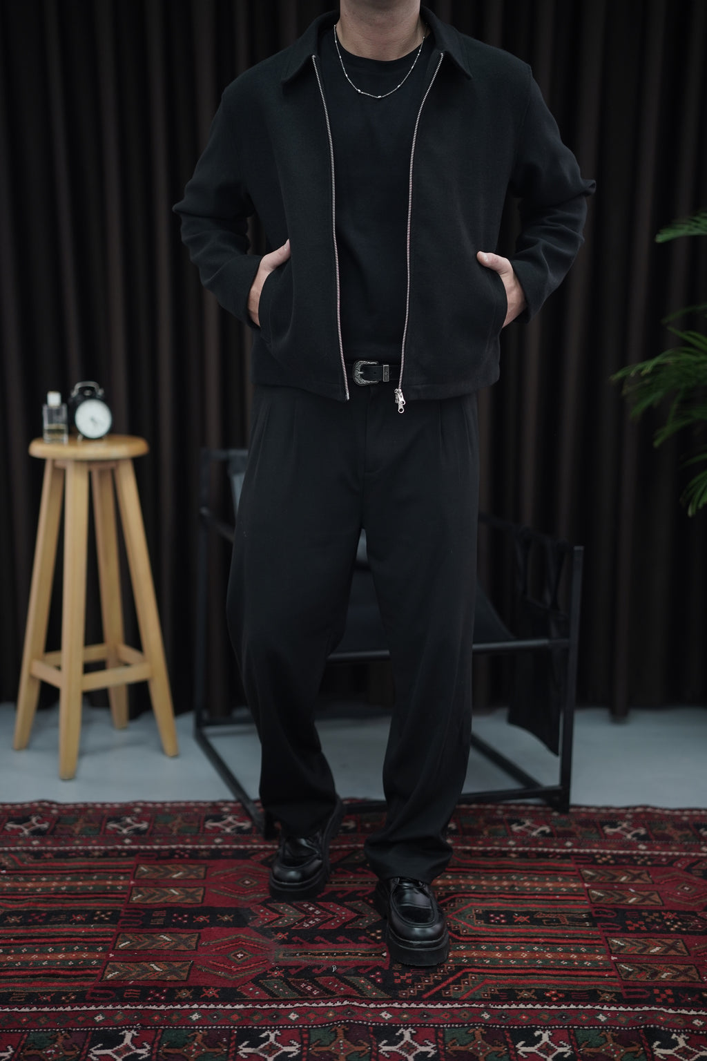 Çift Fermuarlı Kaşe Ceket