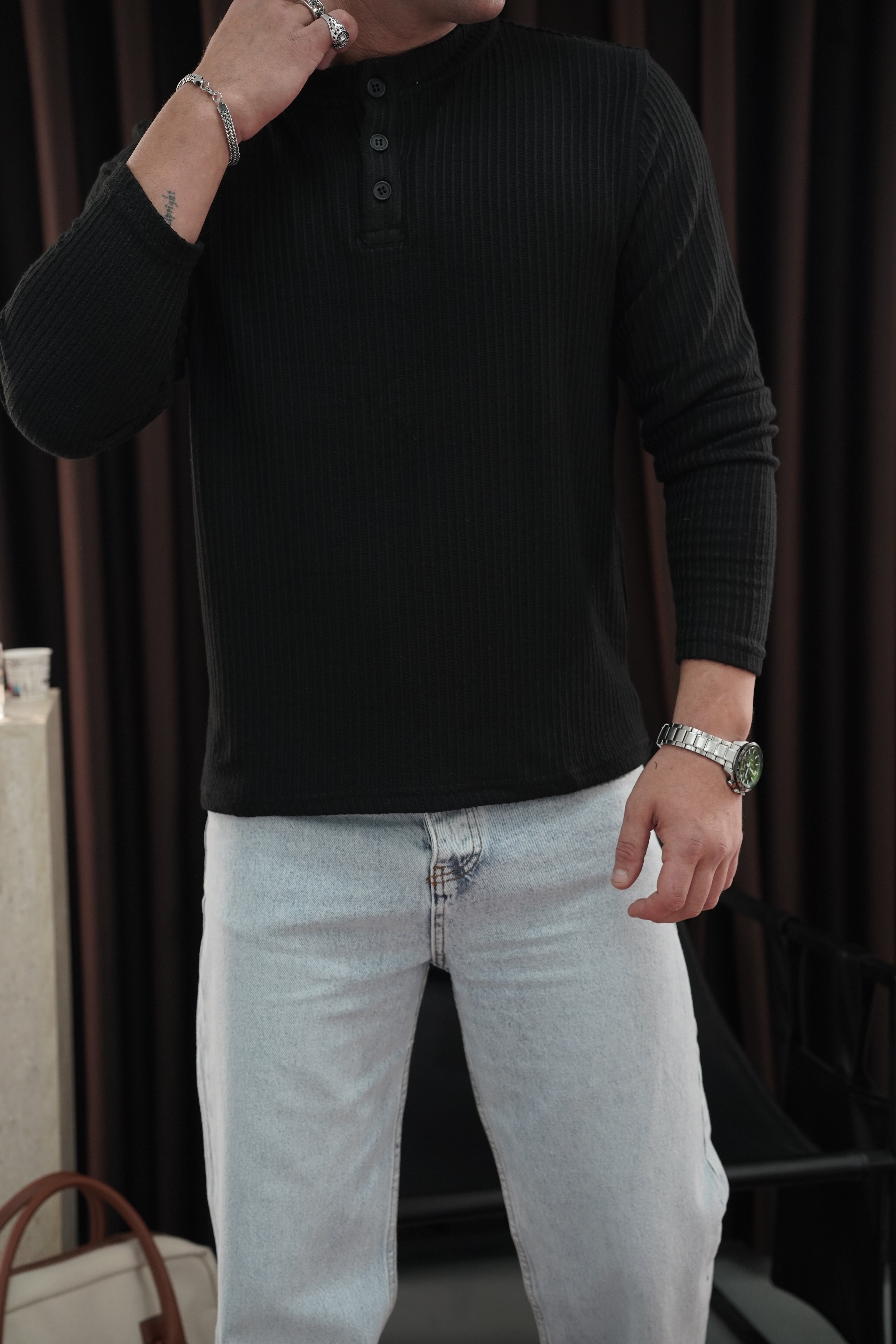 Çizgi Detaylı Triko Kazak