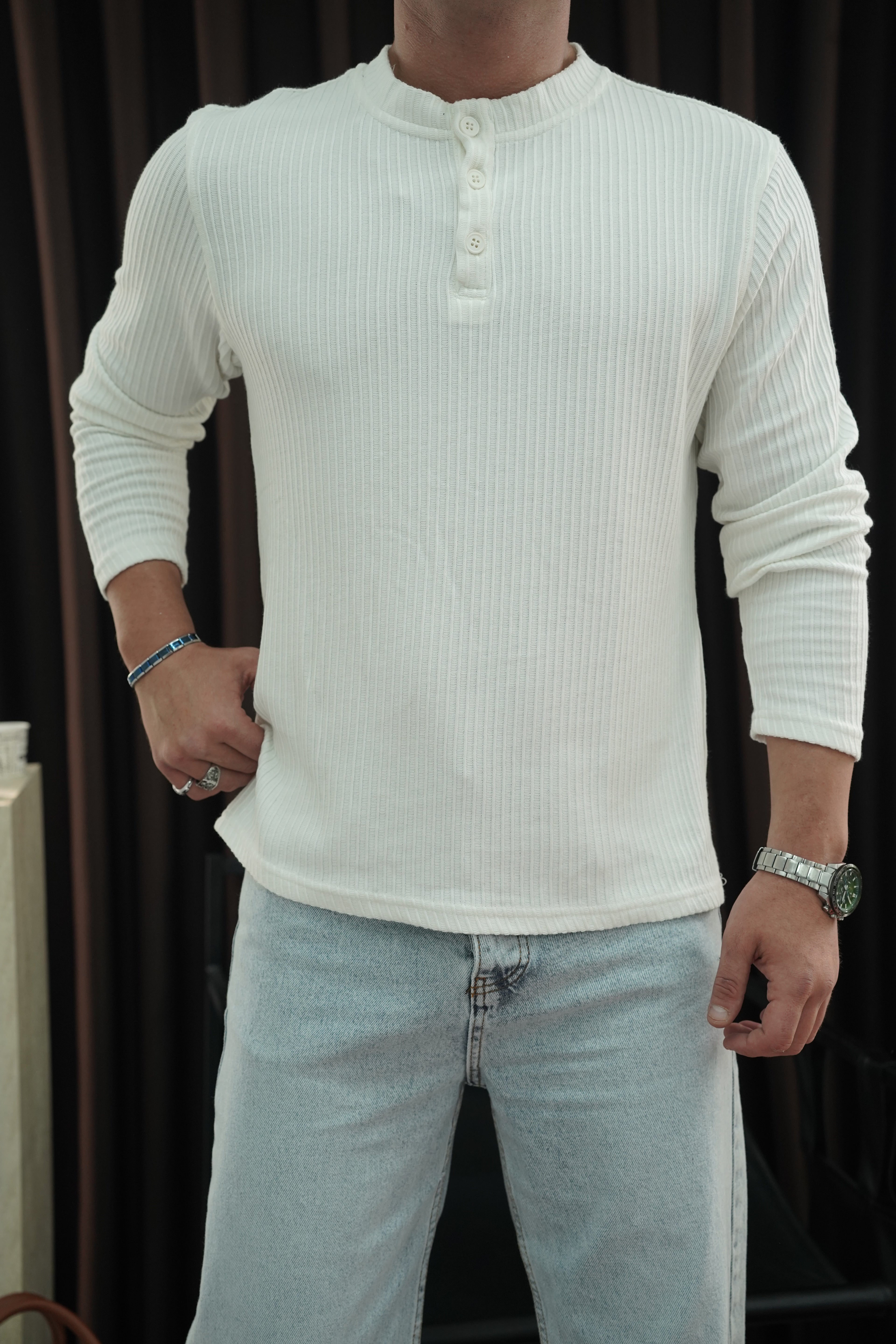 Çizgi Detaylı Triko Kazak