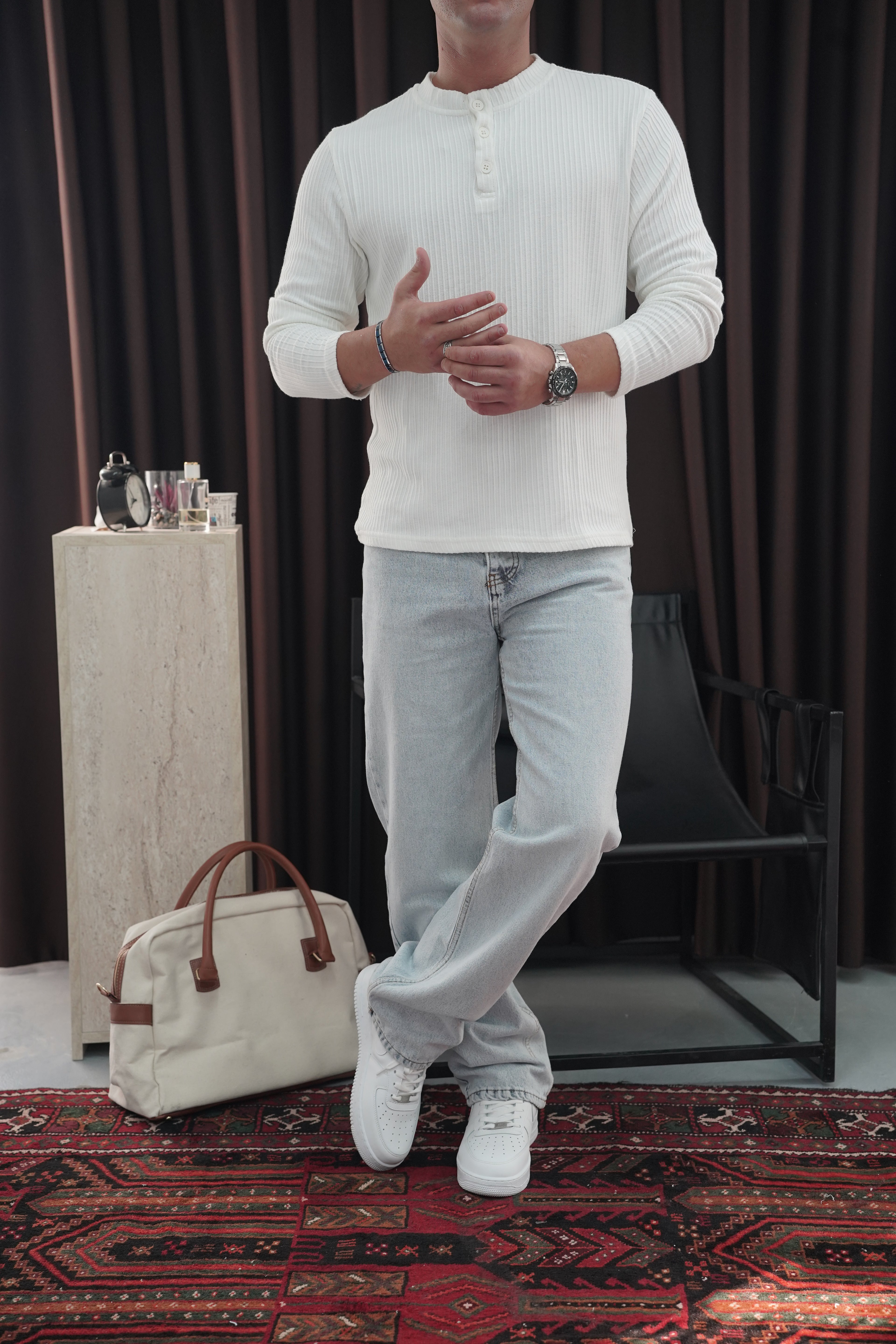 Çizgi Detaylı Triko Kazak