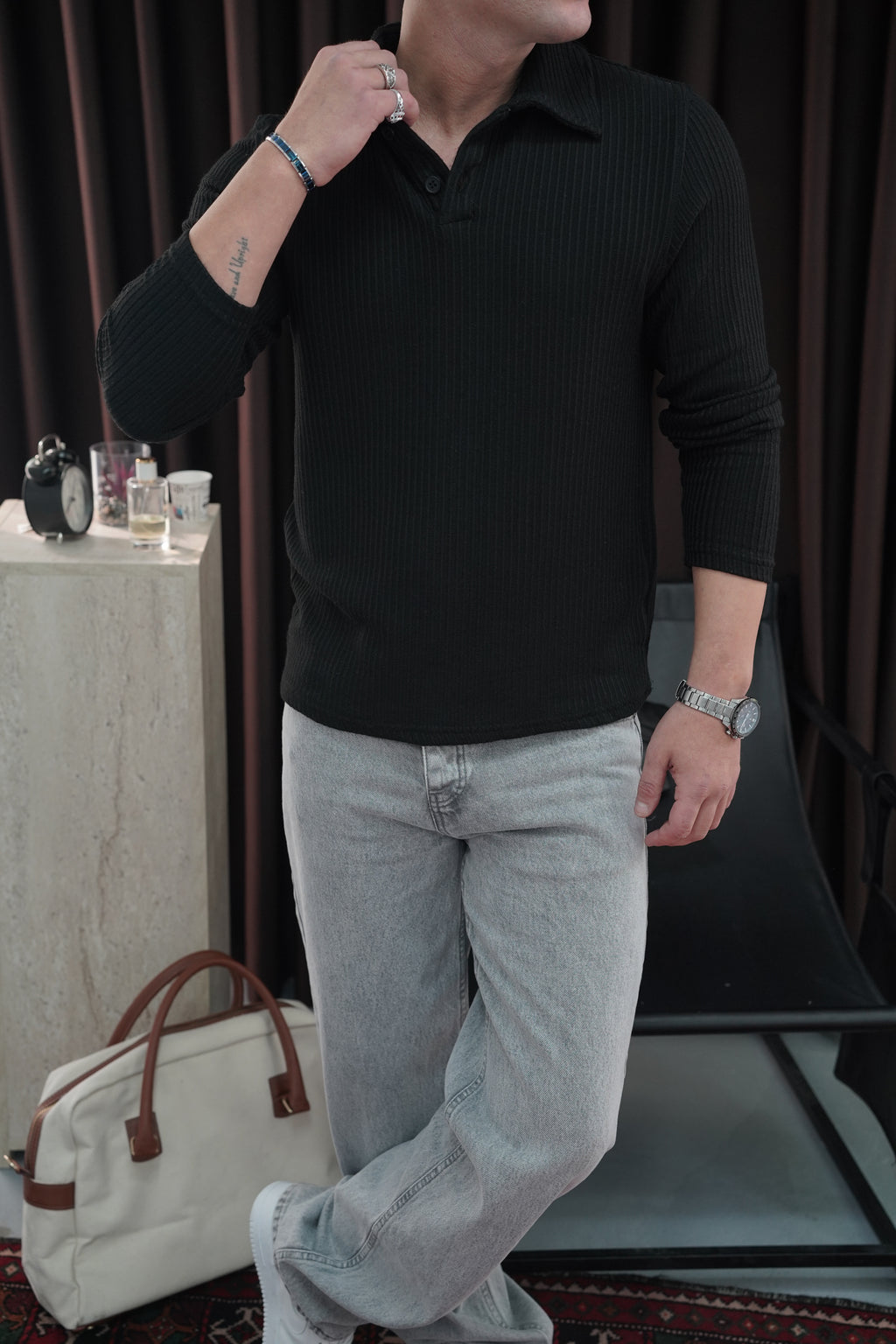 Bisiklet Yakalı Sweatshirt