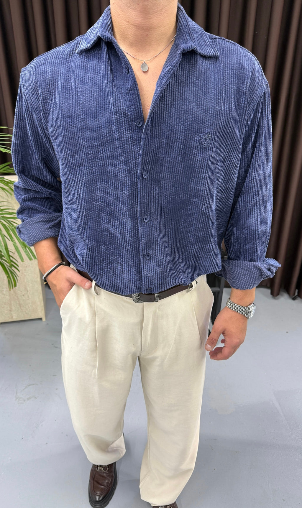 GST Oversize Kadife Gömlek