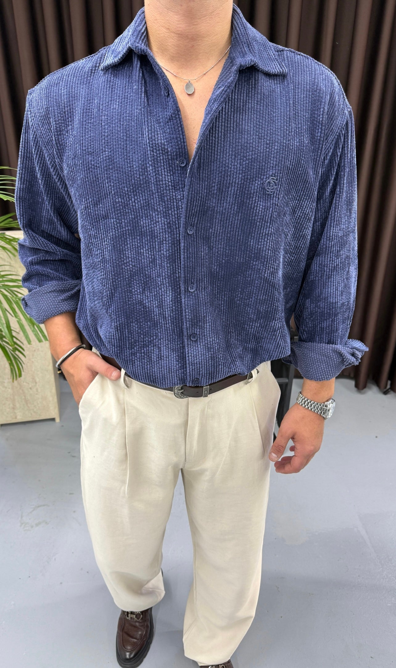 GST Oversize Kadife Gömlek