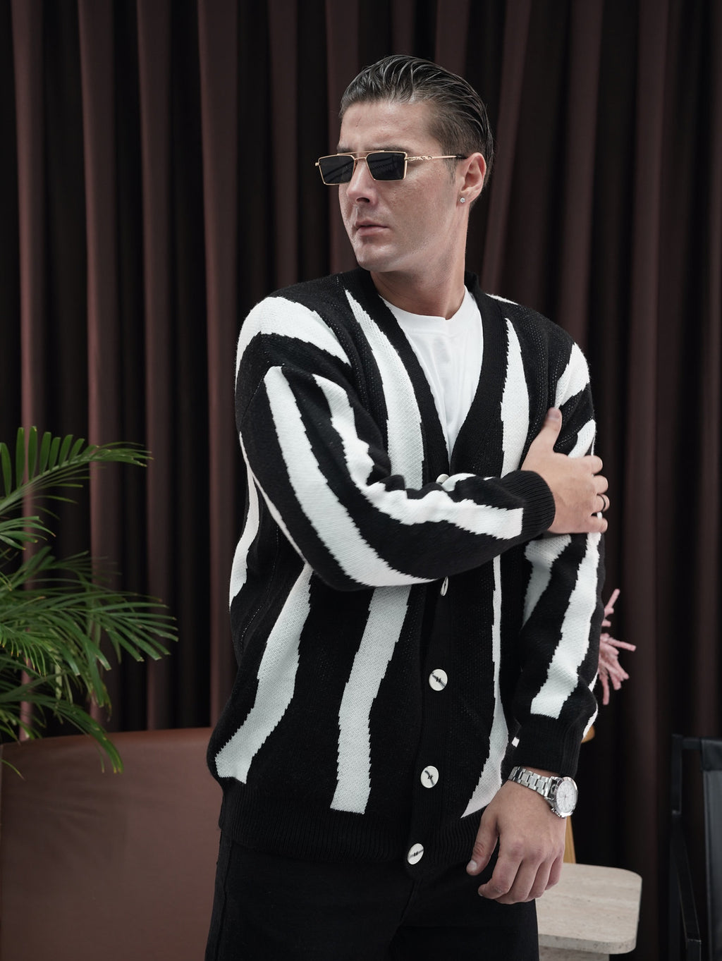 V Yakalı Oversize Hırka