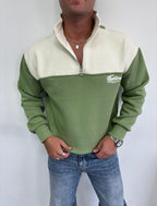 Yarım Fermuarlı Nakış Detaylı Oversize Sweatshirt