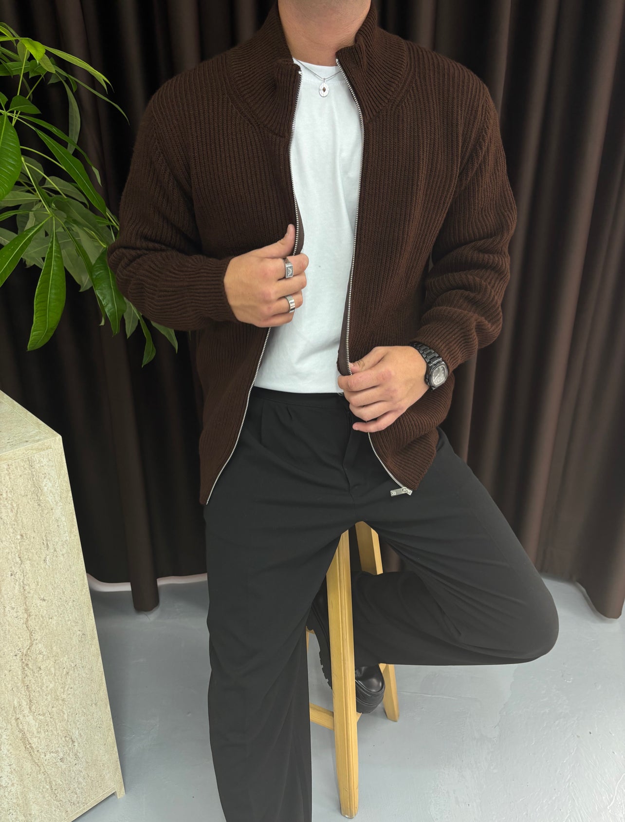 Tam Fermuarlı Basic Hırka