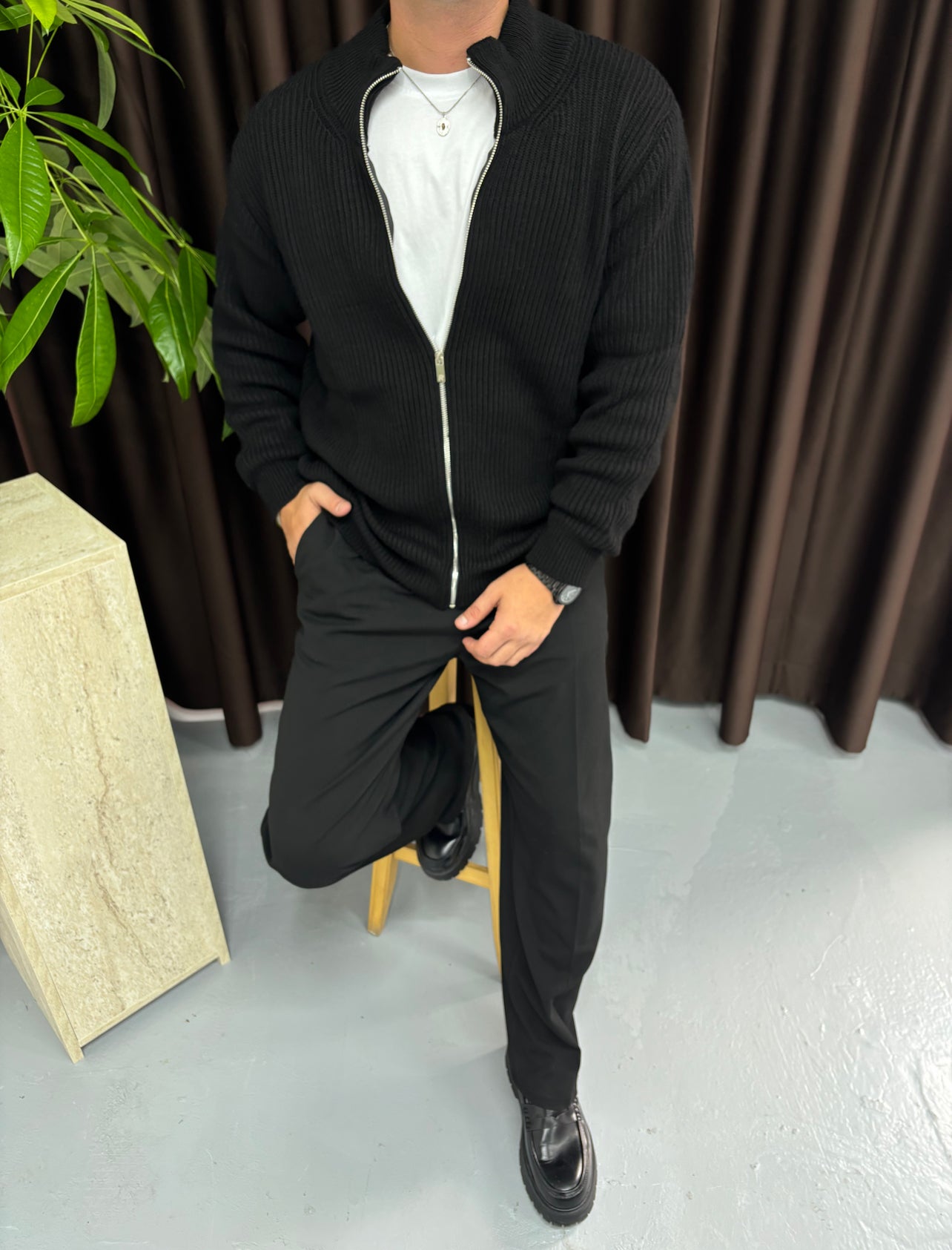 Tam Fermuarlı Basic Hırka