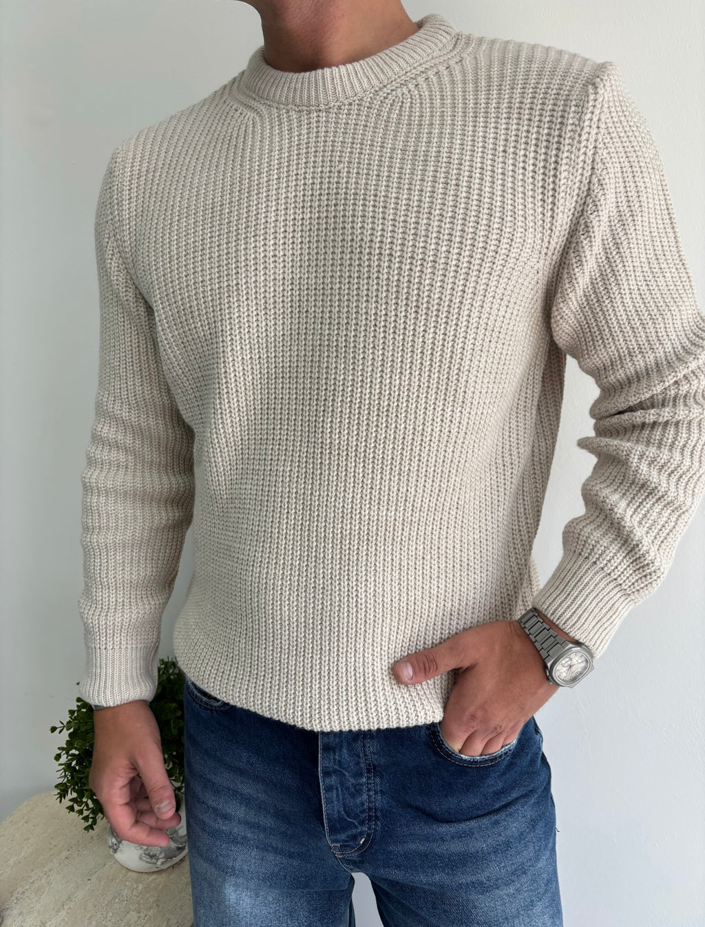 Bisiklet Yaka Kalın Örgü Triko Kazak