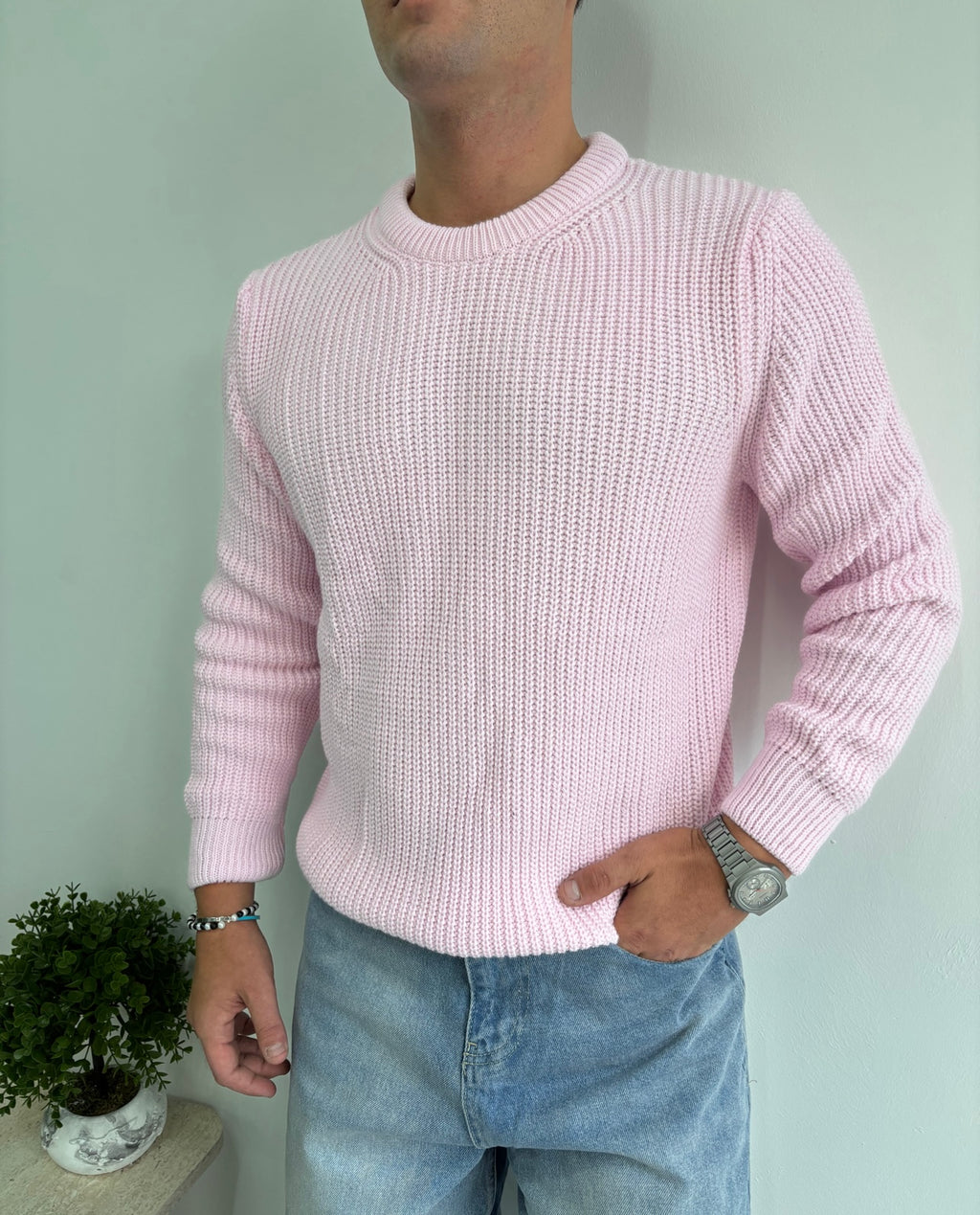 Bisiklet Yaka Kalın Örgü Triko Kazak