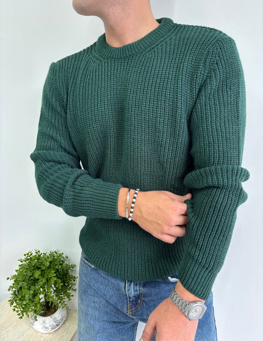 Bisiklet Yaka Kalın Örgü Triko Kazak