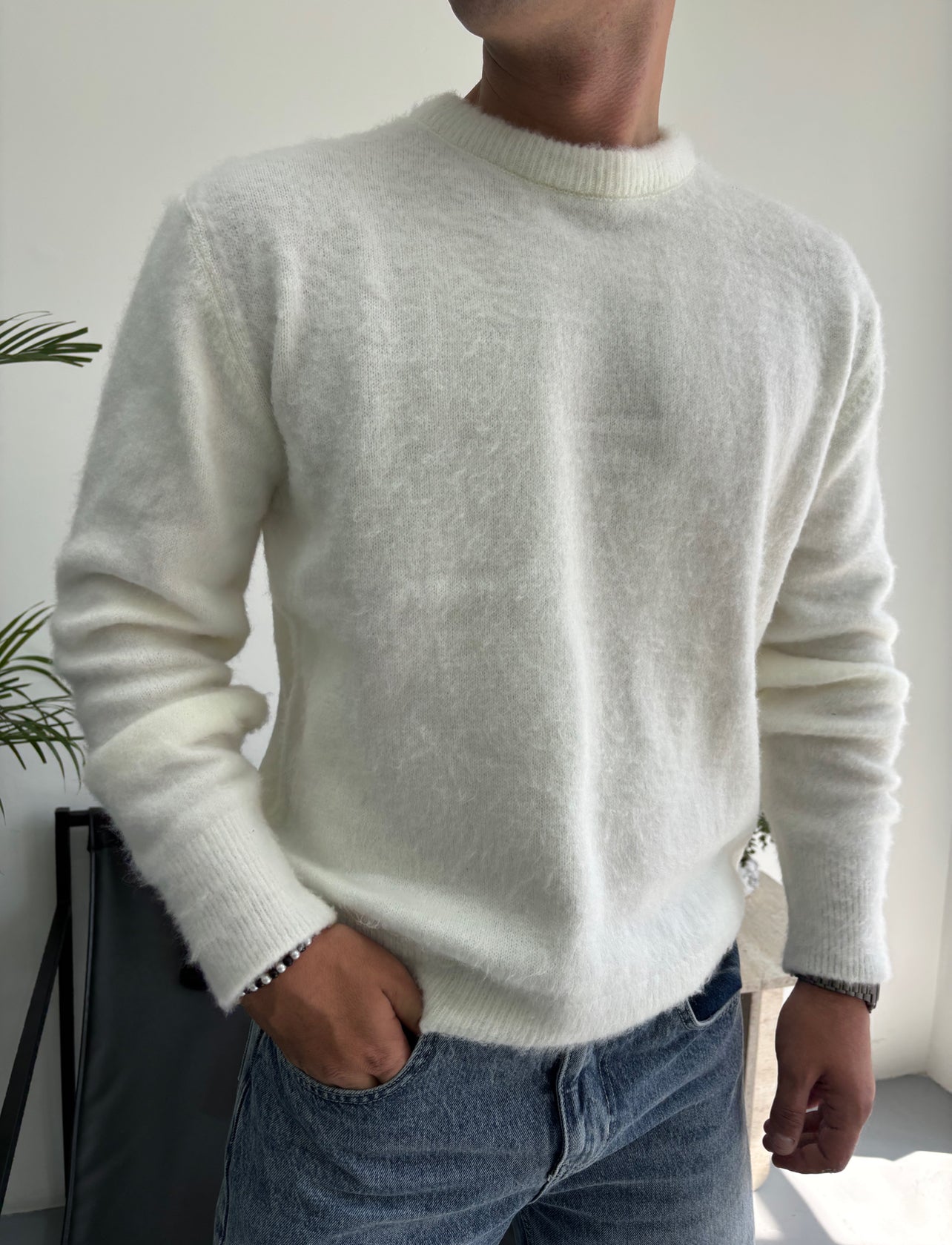 Peluş Dokulu Triko Kazak